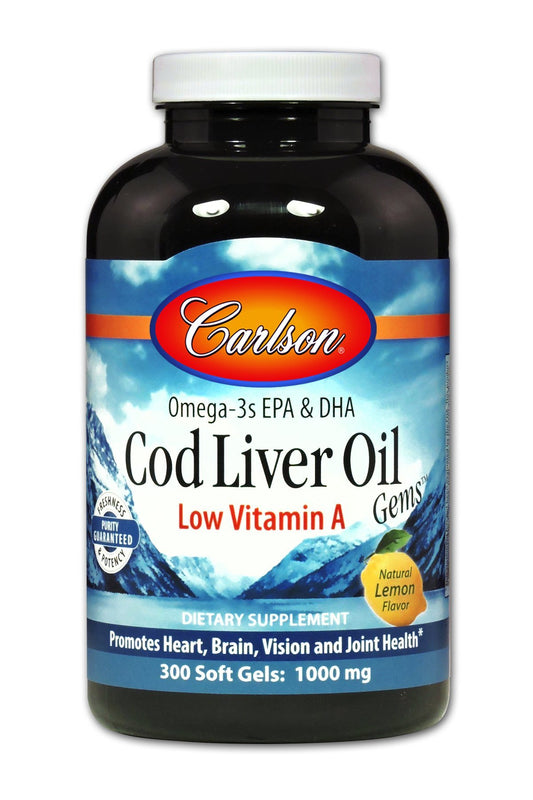 Cod Liver Oil Low Vitamin A 1000 mg - 300 Softgels