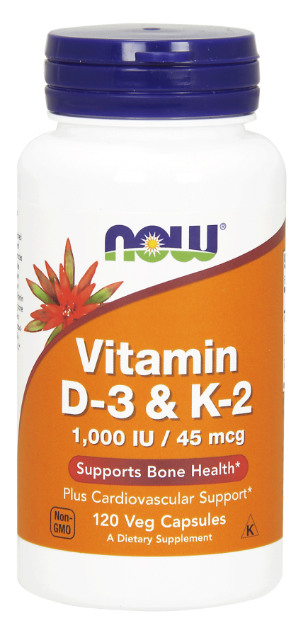 Vitamin D-3 & K-2 1000 IU/45 mcg - 120 Vegetarian Capsules